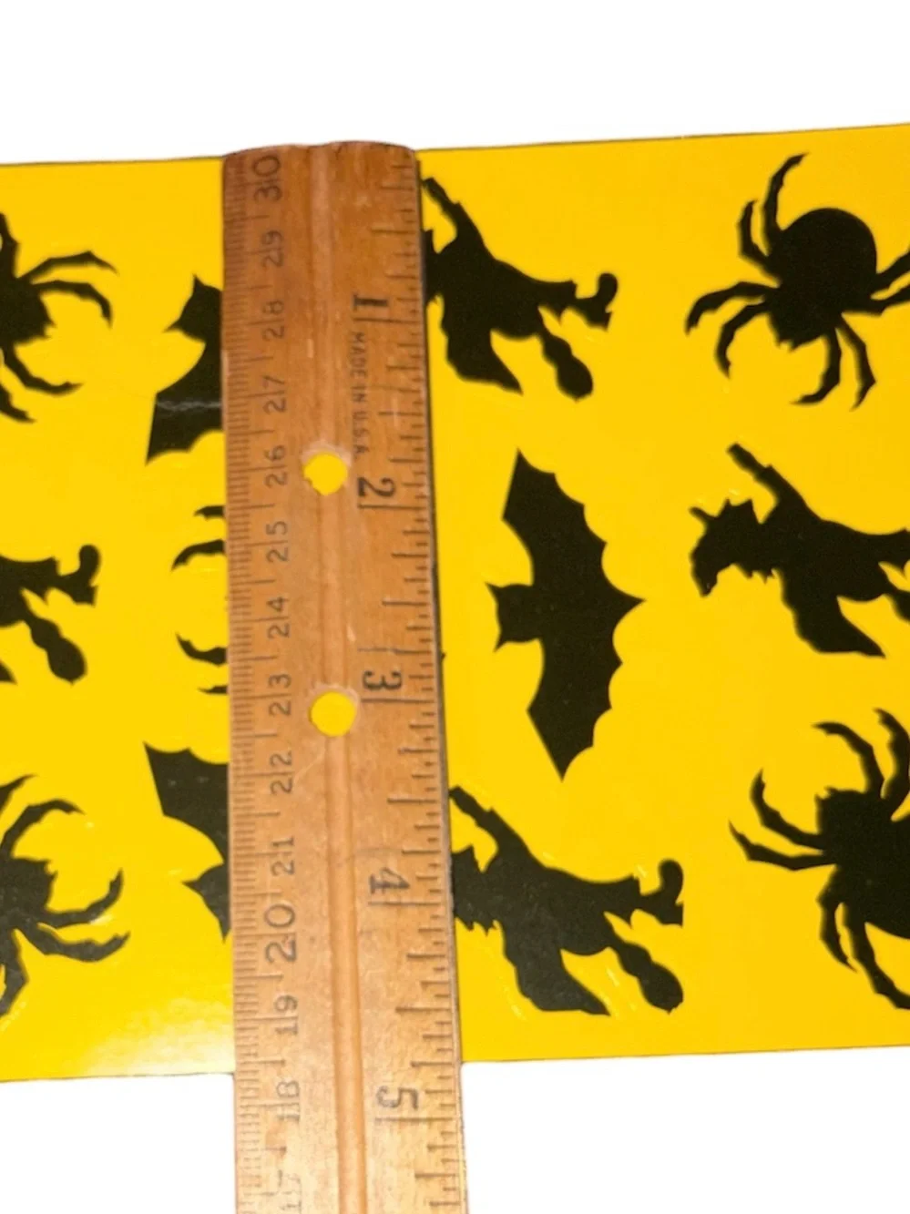 Vtg Yellow & Black Halloween Silhouette Sticker Sheet – 3 Designs, Full Unused